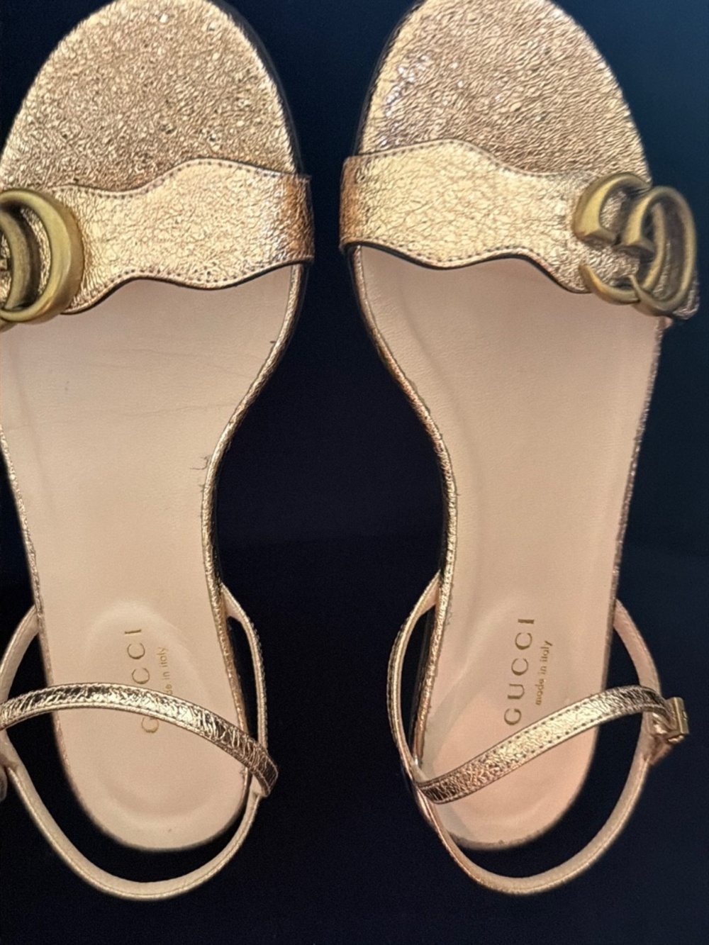 Gucci double G logo leather slingback sandals - Picture 4 of 12